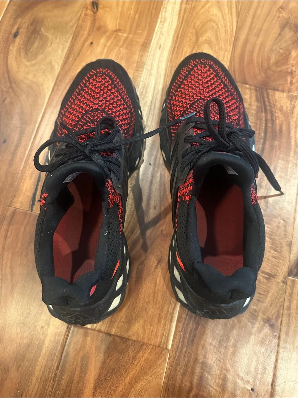 adidas Ultraboost Men's Black and Red Knit Running Shoes